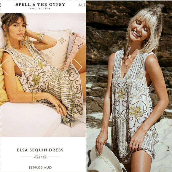 New spell designs elsa sequin dress eggnog S gold - Picture 3 of 8